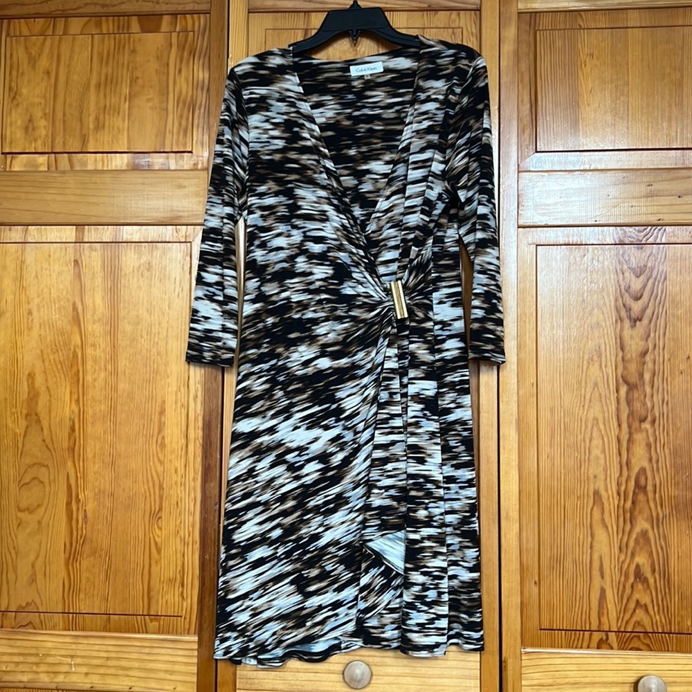 Calvin Klein Gold Detail Wrap Dress